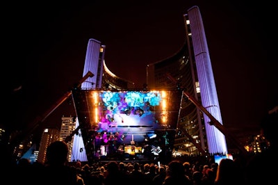 Musician and award-winning producer Daniel Lanois created a multimedia installation, showcased at Nathan Phillips Square, called 'Later That Night at the Drive-In.'