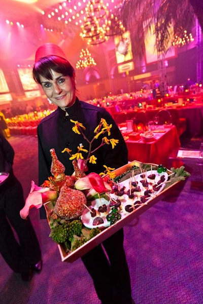 Servers wore fezzes and passed hors d'oeuvres from Max Ultimate Food.