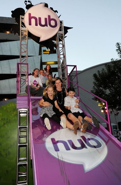 A giant slide served as the party's entryway.