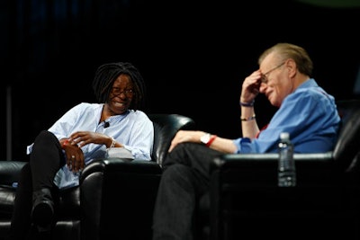 For the closing session, Whoopi Goldberg and Larry King interviewed each other on topics ranging from love and sex to work and generational issues.