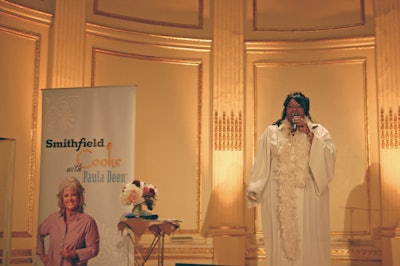 Sponsored by Smithfield, Paula Deen's Sunday brunch event at the Plaza's grand ballroom included entertainment from a gospel singer, as well as Southern-style fare.
