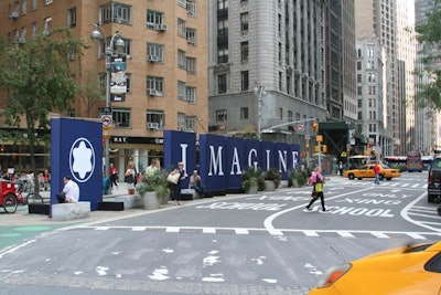As BML Blackbird only had the permit to install the 'Imagine' signage at Central Park's Merchants' Gate until midnight on September 12, the company had to relocate it to Broadway between 58th and 59th streets. The installation stayed there from September 13 through 15.