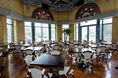 This is one of several dining spaces in the expansive main dining room, which offers seating for 170 guests.