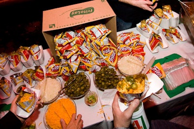 For the Broadway opening party for American Idiot in New York, Canard set up buffet stations with Frito pies, chips and dip, homemade Pop Tarts, and sandwiches made to order.