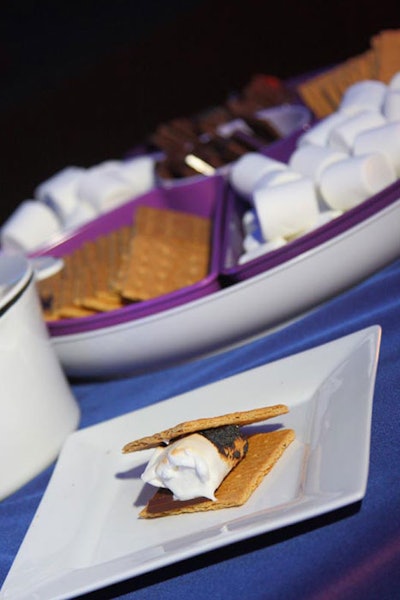 Guests roasted marshmallows and assembled their own s'mores at an Occasions Caterers station at MSNBC's White House Correspondents' Association Dinner after-party.