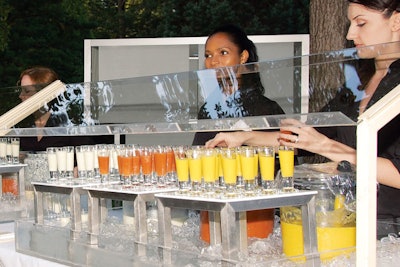 At LongHouse Reserve's summer gala in New York, Canard served gazpacho in three flavors during the cocktail hour.