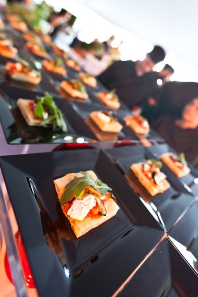 At Boston magazine's annual Best of Boston event, Au Soleil Catering served flatbread with goat cheese and vegetables.