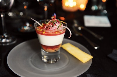 At the Harry Potter-inspired LG Innovators' Ball at the Ontario Science Center, chef Jamie Kennedy served a layered dessert dubbed Boarding School Blancmange.
