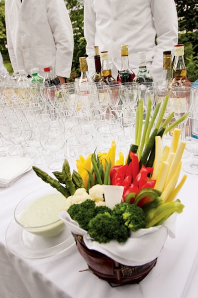 Glorious Food topped bars with crudité and dip at the Historic House Trust's Founders Award Dinner in New York.