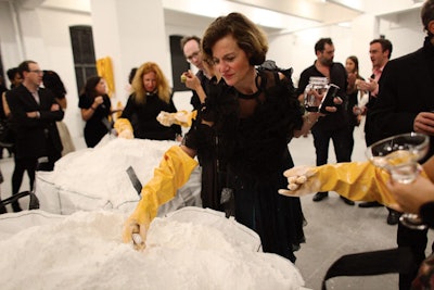 At the 2009 Performa benefit, powdered sugar â€“ a symbol for the greater vice of cocaine â€“ was piled in the dessert area for guests to dip cookies.