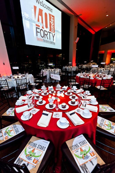 Red linens complemented the red-and-white 40 Under 40 logo.