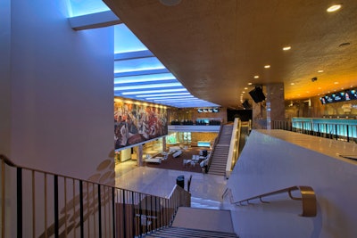 The venue offers several spaces for private events and corporate functions, including the main lobby and mezzanine, which hold a combined total of 1,700 for cocktail receptions.