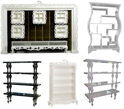 Luxe Event Rentals is now renting a new array of back bar displays, with looks from the intricate Rococo style to modern high-gloss.