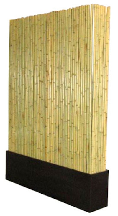Designer 8's eco-friendly furnishings include a bamboo partition made from reclaimed wood and renewable, natural bamboo.