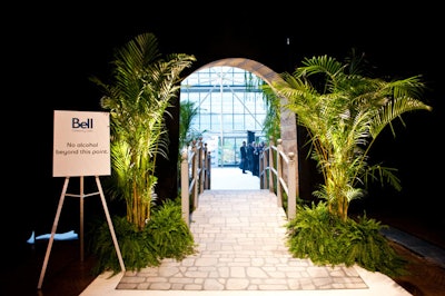 Guests walked across a covered bridge to enter the garden-themed fund-raiser for the Centre for Addiction and Mental Health.