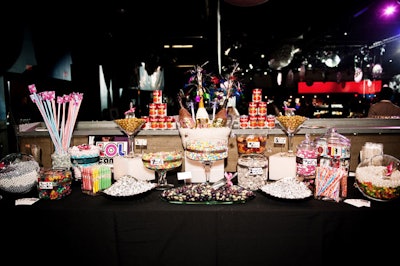 Guests could fill bags with candies like chocolate pearls, toffee bonbons, coconut mushrooms, and wine gums.