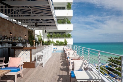 The eight-floor pool bar has direct views of the ocean.