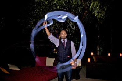 In October, Bacardi USA celebrated the 500th anniversary of its Benedictine spirit brand in Miami. Light writers entertained with light wands throughout the night.