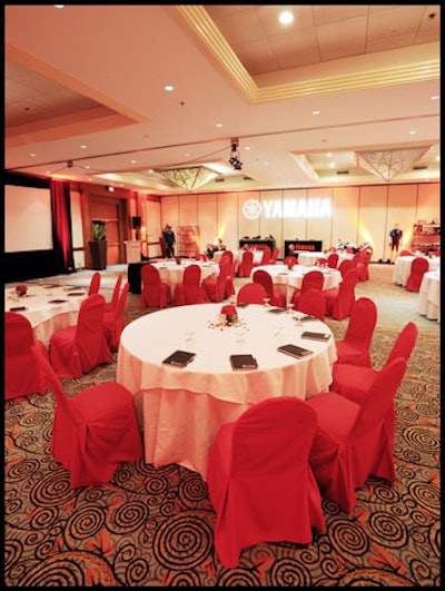 Bihet decorated the main ballroom in a combination of white and Yamaha's signature red.