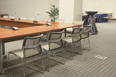 The 2,500-square-foot meeting room can be divided into two separate rooms, and can host groups of 34 to 250.