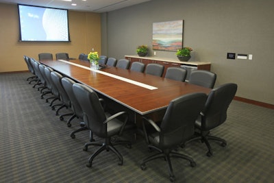 The 24-seat boardroom offers complete audiovisual capabilities.