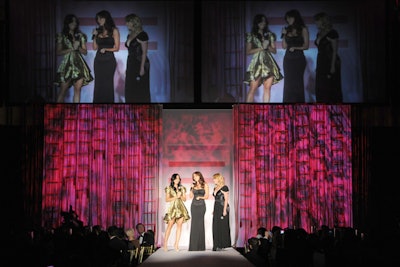 Seven Bar Foundation's director Renata Mutis Black and sheriff Kim Hoedeman (pictured far left and far right, respectively) took to the stage with host Sofia Vergara at the beginning of the night, explaining the model and mission of the organization and the function of the Lingerie New York event.