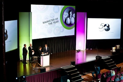Large screens showed award winners and the anniversary logo, which incorporated an image of the organization's iconic bowl.