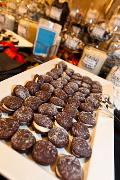 A dessert buffet featured several sweets, including mini whoopie pies.