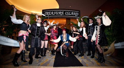 A mob of pirates served as greeters along the black-carpeted entrance.