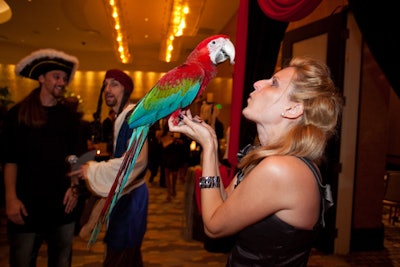 Parrots, the constant companions of pirates, posed for photos with guests.
