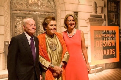 Instead of a step-and-repeat, organizers used a large photograph of the museum's entrance as the backdrop for red-carpet photos.