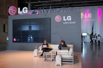 Footage of the runway shows is broadcast on a media wall featuring 16 LG television screens.