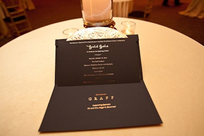 The invitations had a black-and-gold color scheme—and prominent placement for lead sponsor Graff.