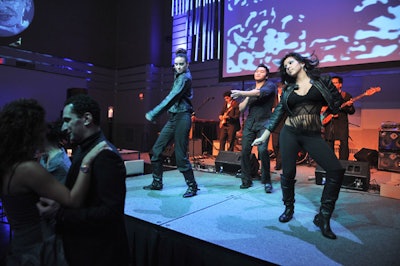 Dancers performed onstage during a set by fusion jazz band the Kandinsky Effect.