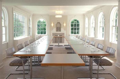 The Bayview Room at McLean House, a Georgian-style manor, holds as many as 18 in a classroom setting and as many as 24 in a theatre-style setting.