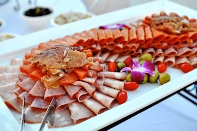 To go along with the Mediterranean theme, the Gaylord Palms' catering staff set up stations serving Greek, Spanish, and Italian food.