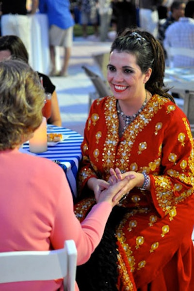 Palm readers traveled around the pool deck telling guests they would be traveling in the future.