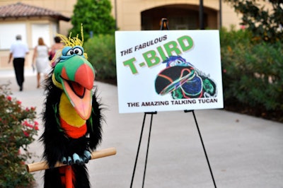 T-bird, the talking toucan, greeted guests as they arrived.