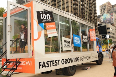 Wrapped with brand images and taglines, the 'greenhouse on wheels' was the central component of Ion Television's marketing efforts. The glass-walled truck traveled to eight ad agencies—from Universal McCann's Midtown office to Zenith's building on West Houston.