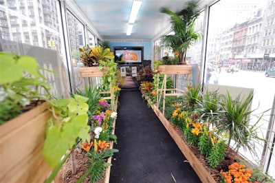 Boxes of plants filled the inside of Ion's truck. The flora was used to symbolize the network's rapid growth over the past year.