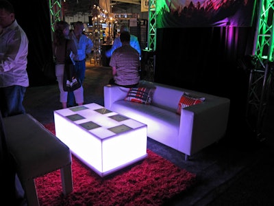 Deco AV showed a new lounge table, illuminated from within, set with video screens and a built-in DVD player.