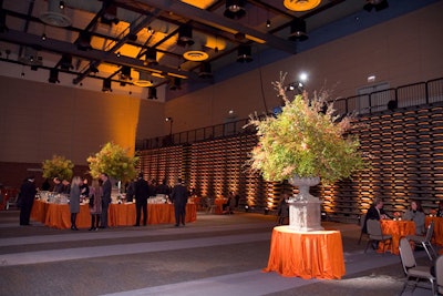 Heffernan Morgan's towering flower arrangements spruced up the cocktail reception.