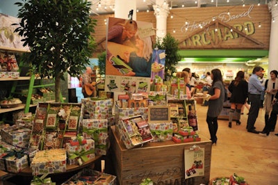 The pop-ups offer areas where customers can choose which products to include in gift boxes, a subtle reference to the brand's produce-harvesting history.