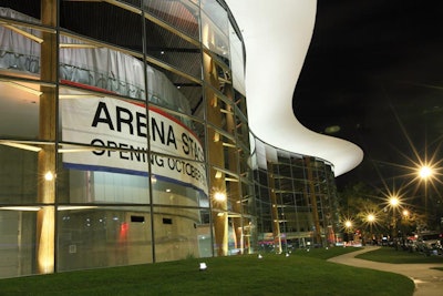 A glass facade encloses the new Mead Center for American Theater.