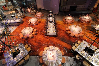 Rick Davis owner of Amaryllis Inc. created five different table designs for the seated dinner.