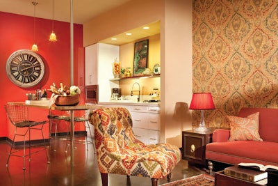 Suites and amenities evoke a residential feel.