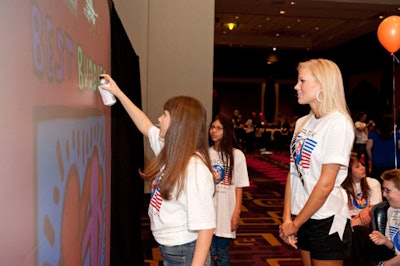 Guests can 'paint' corporate logos, or images of any kind.