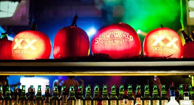 Branded pumpkins decorated the main hall of New York's Webster Hall for Dos Equis's Most Interesting Show.