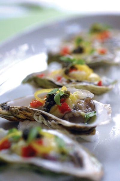 Local oysters, part of Au Soleil's green holiday reception package