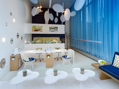 Bliss Spa at W Boston has 'Movies While You Mani' stations where guests can watch movies while getting pampered.